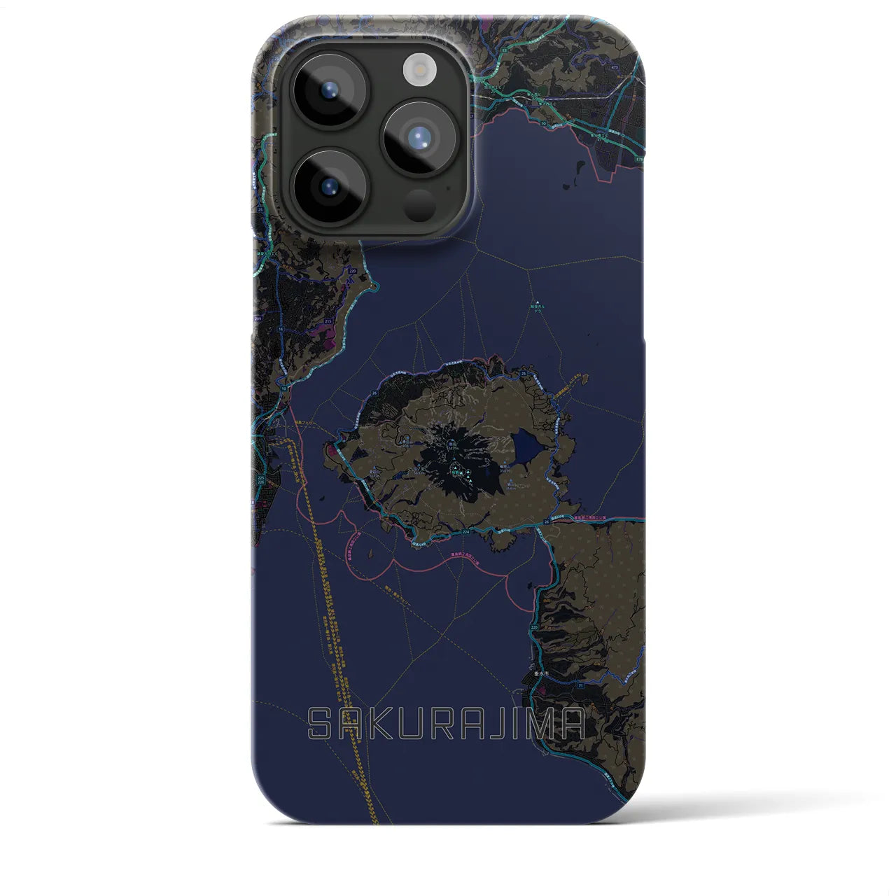 【桜島(鹿児島県)】地図柄iPhoneケース(バックカバータイプ)