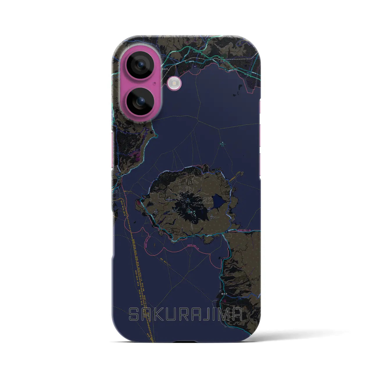 【桜島(鹿児島県)】地図柄iPhoneケース(バックカバータイプ)