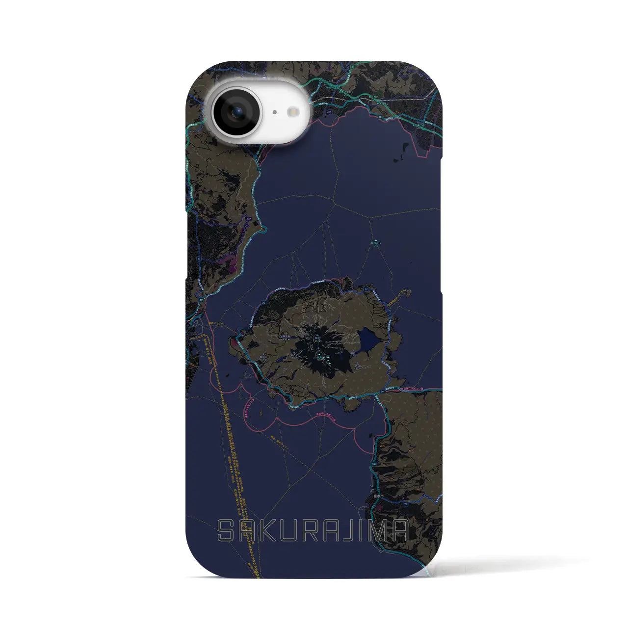 【桜島(鹿児島県)】地図柄iPhoneケース(バックカバータイプ)
