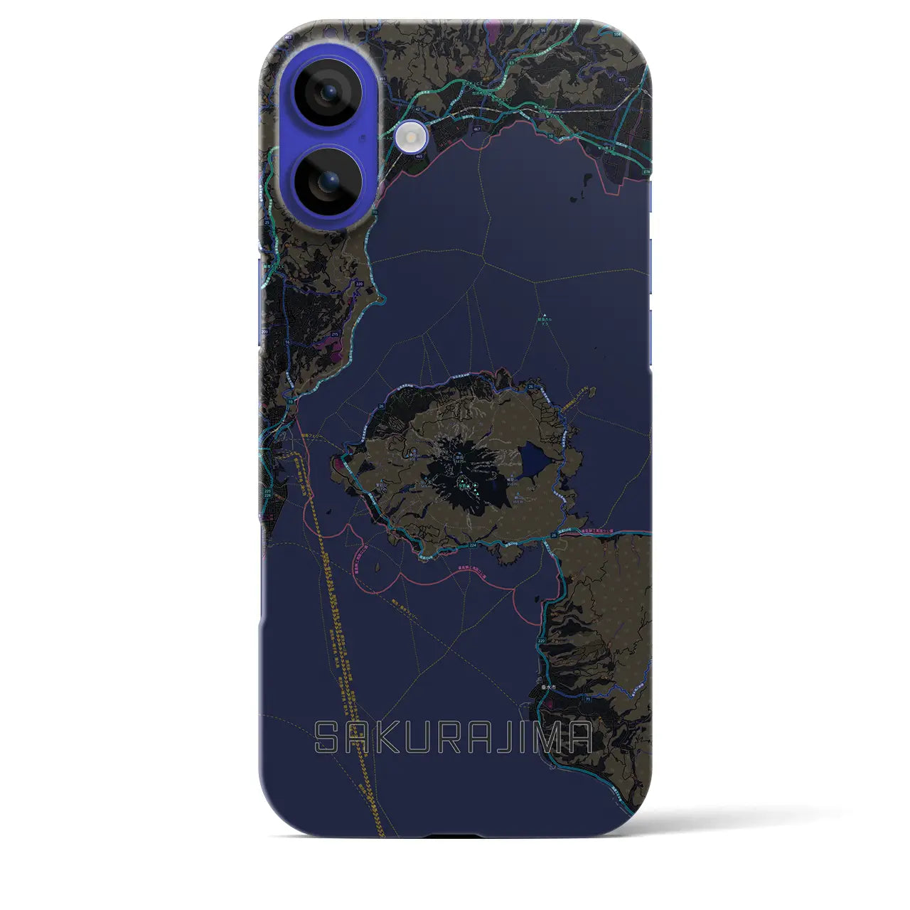 【桜島(鹿児島県)】地図柄iPhoneケース(バックカバータイプ)