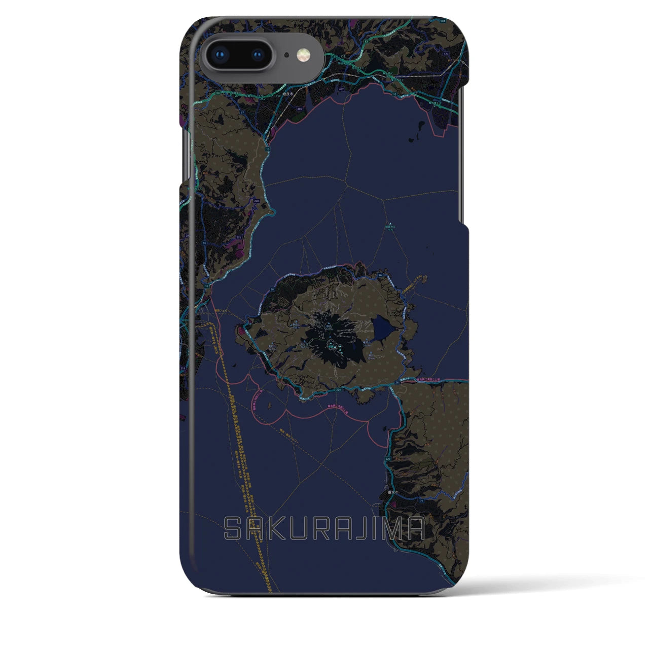 【桜島(鹿児島県)】地図柄iPhoneケース(バックカバータイプ)