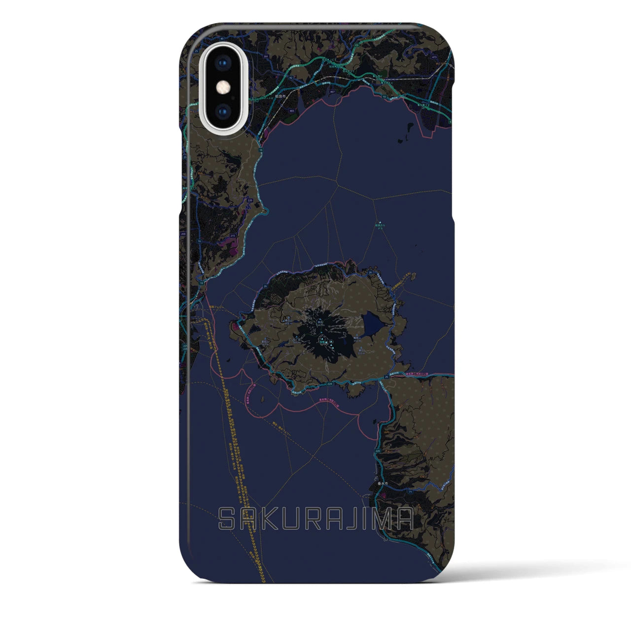 【桜島(鹿児島県)】地図柄iPhoneケース(バックカバータイプ)