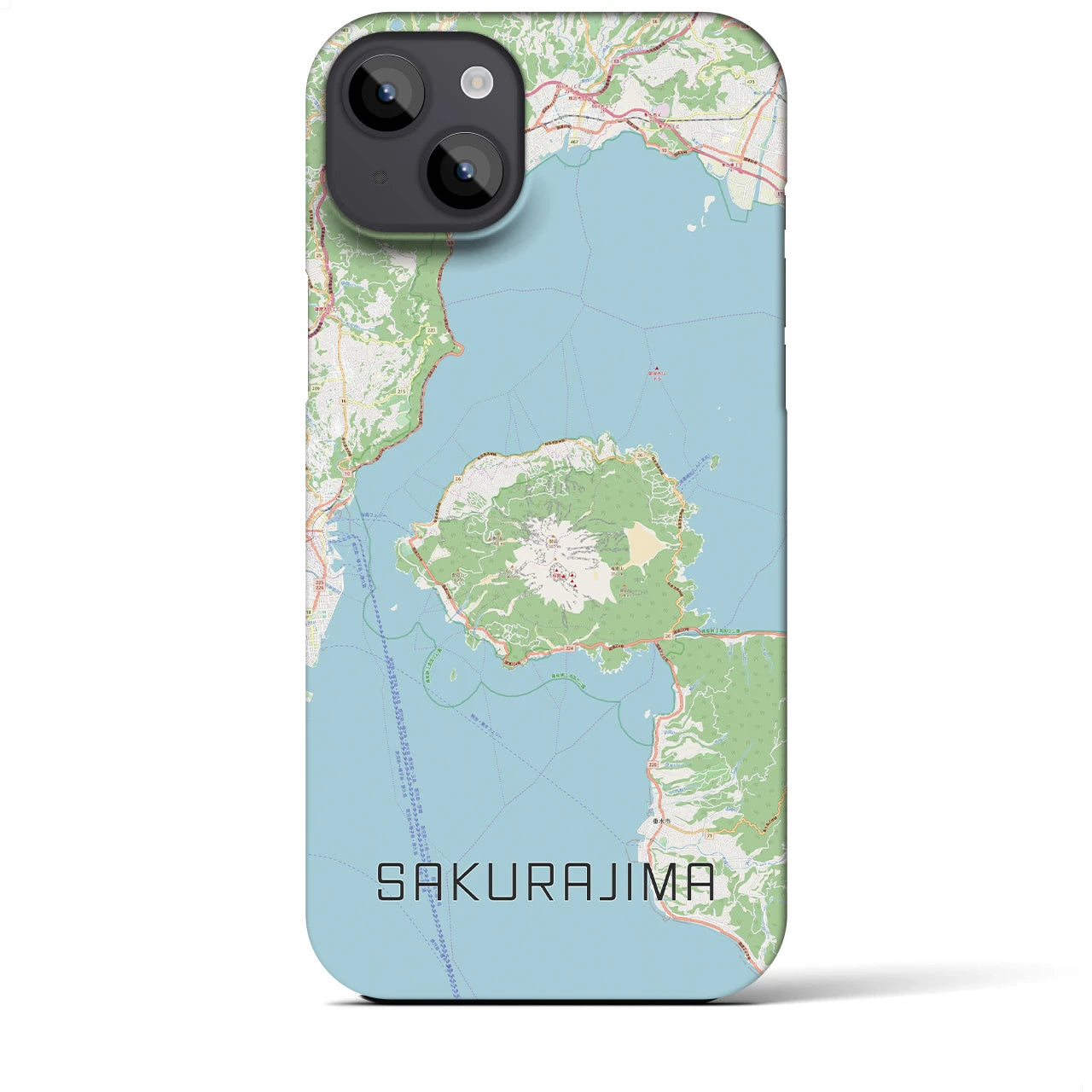 【桜島(鹿児島県)】地図柄iPhoneケース(バックカバータイプ)