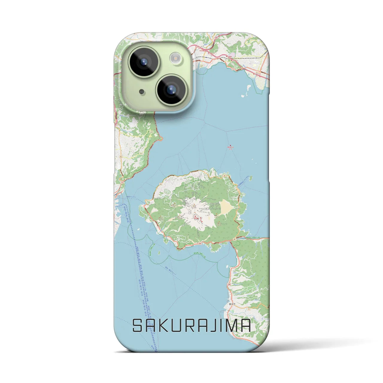 【桜島(鹿児島県)】地図柄iPhoneケース(バックカバータイプ)