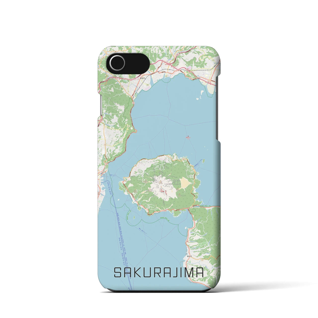 【桜島(鹿児島県)】地図柄iPhoneケース(バックカバータイプ)