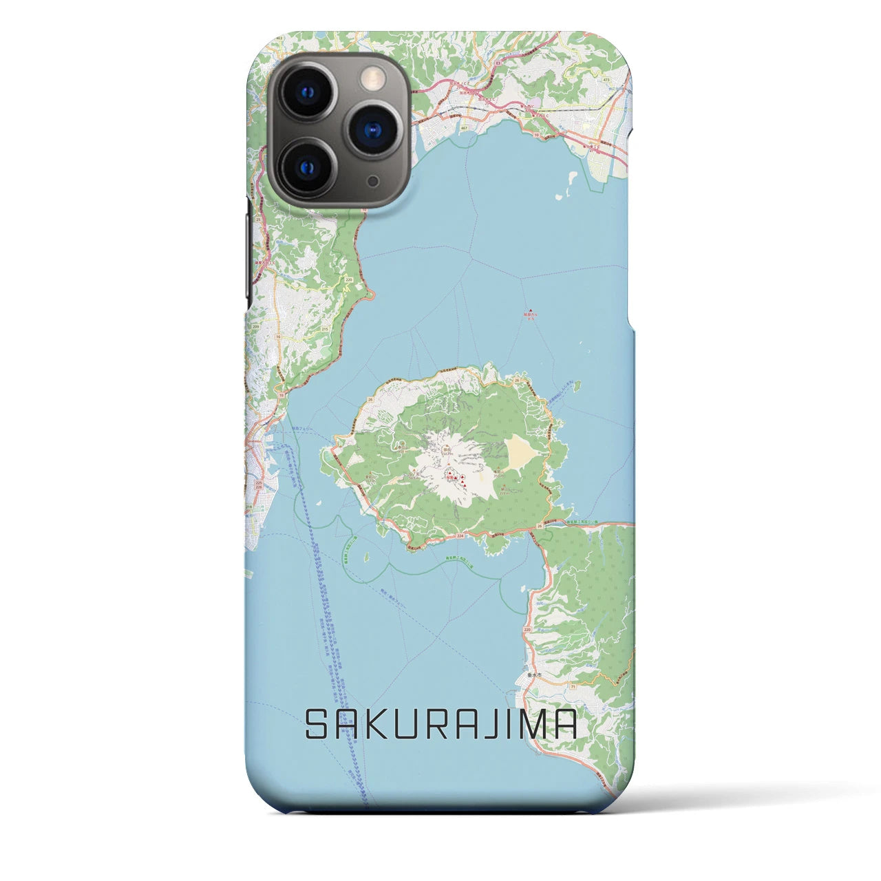 【桜島(鹿児島県)】地図柄iPhoneケース(バックカバータイプ)
