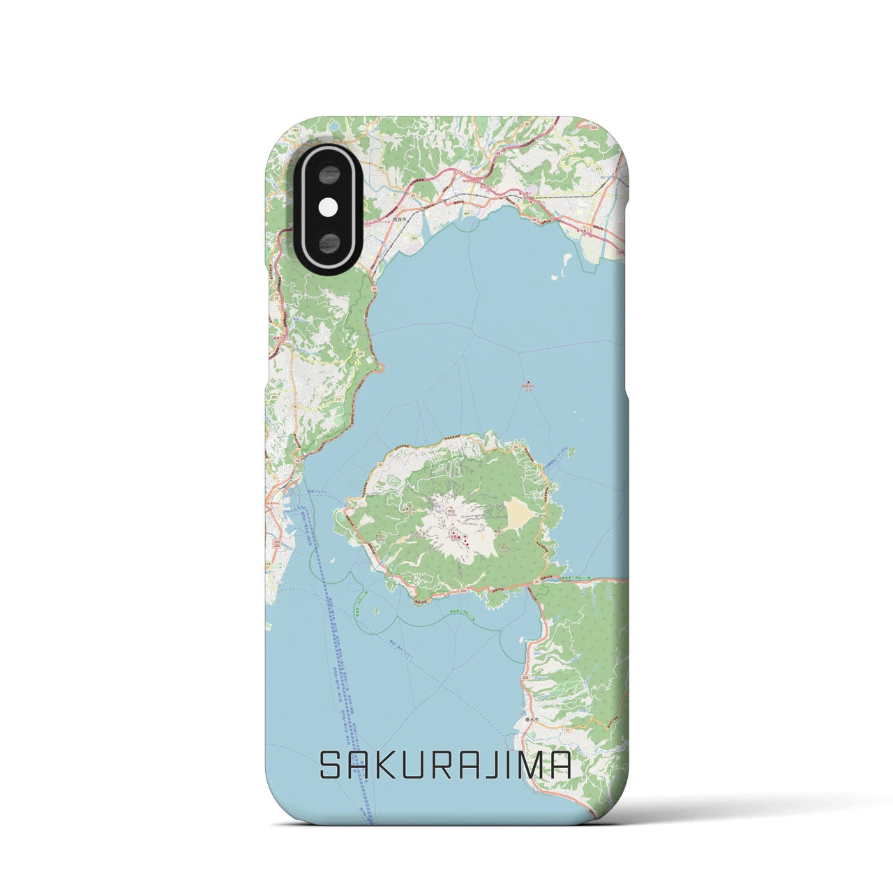 【桜島(鹿児島県)】地図柄iPhoneケース(バックカバータイプ)