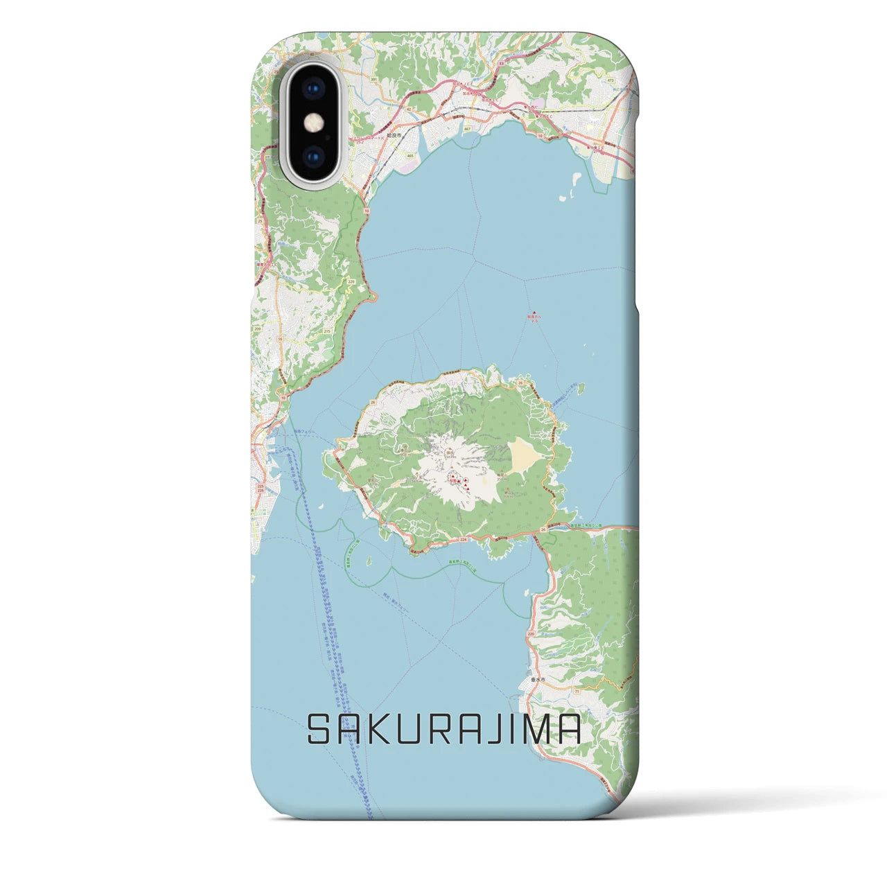 【桜島(鹿児島県)】地図柄iPhoneケース(バックカバータイプ)