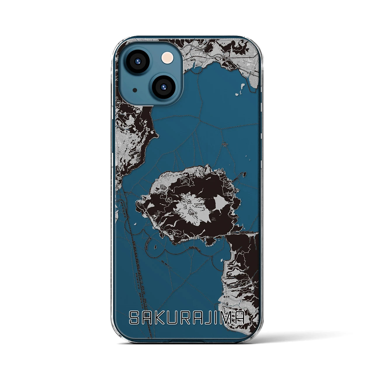 【桜島(鹿児島県)】地図柄iPhoneケース(クリアタイプ)