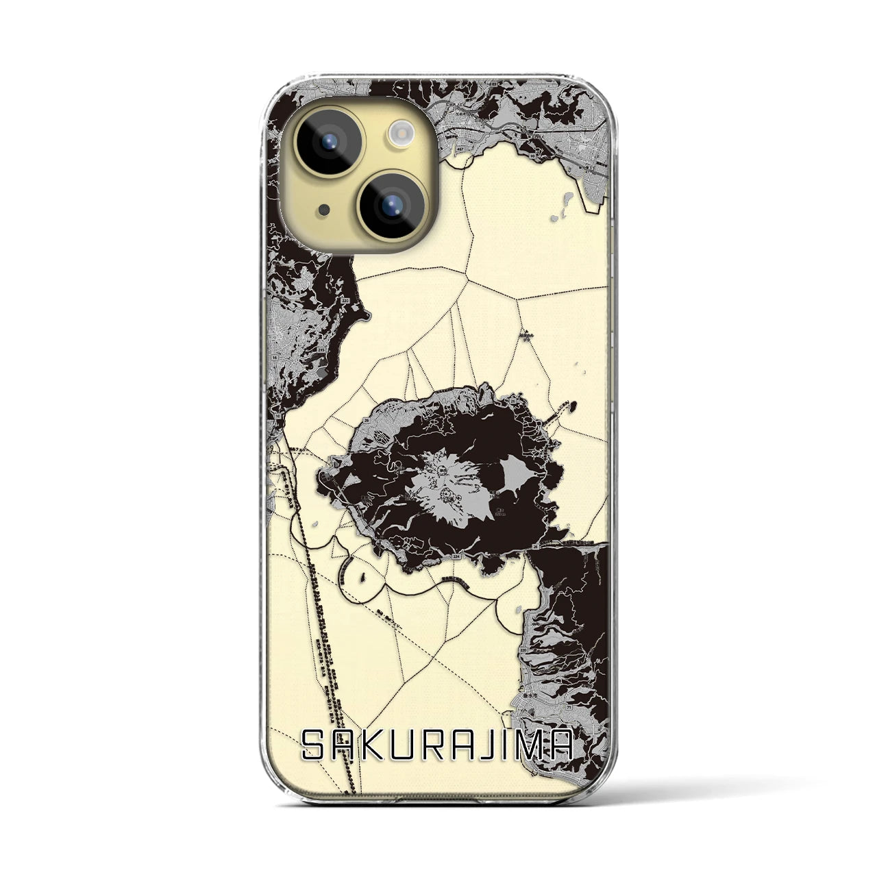 【桜島(鹿児島県)】地図柄iPhoneケース(クリアタイプ)