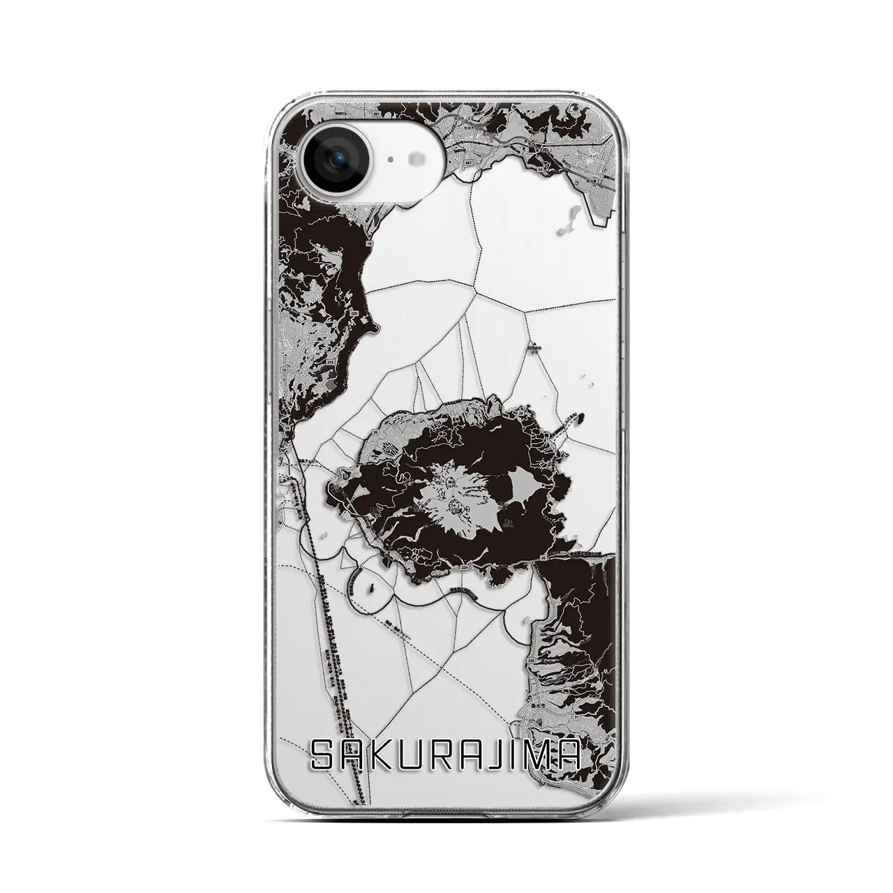 【桜島(鹿児島県)】地図柄iPhoneケース(クリアタイプ)