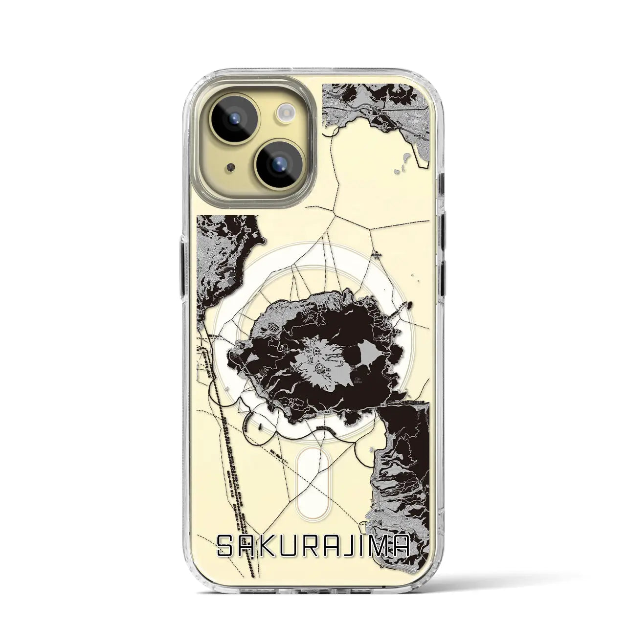【桜島(鹿児島県)】地図柄iPhoneケース(MagSafeタイプ)