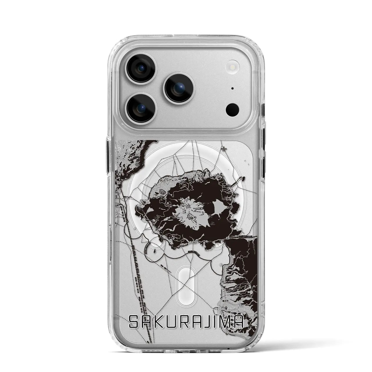 【桜島(鹿児島県)】地図柄iPhoneケース(MagSafeタイプ)