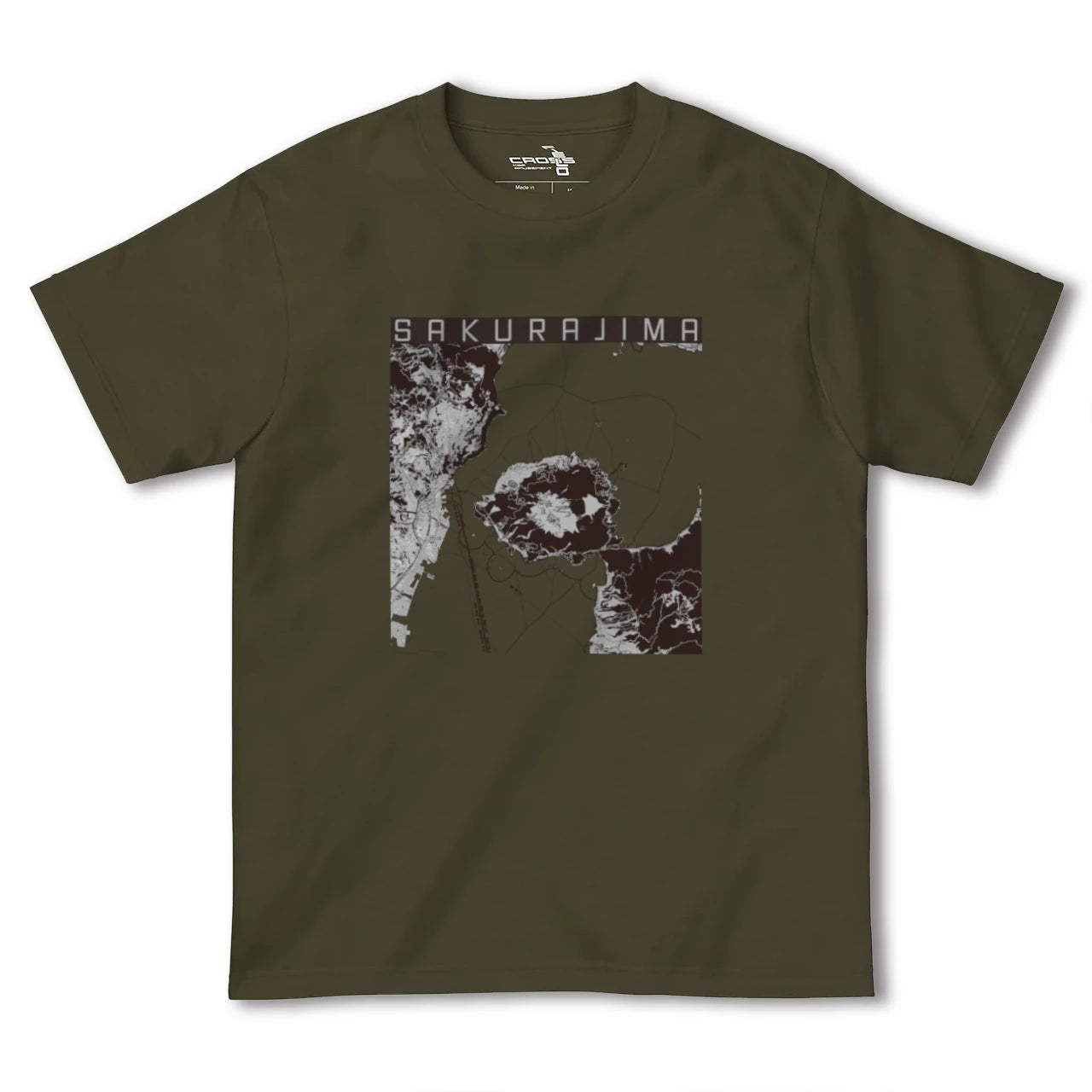【桜島(鹿児島県)】地図柄ヘビーウェイトTシャツ