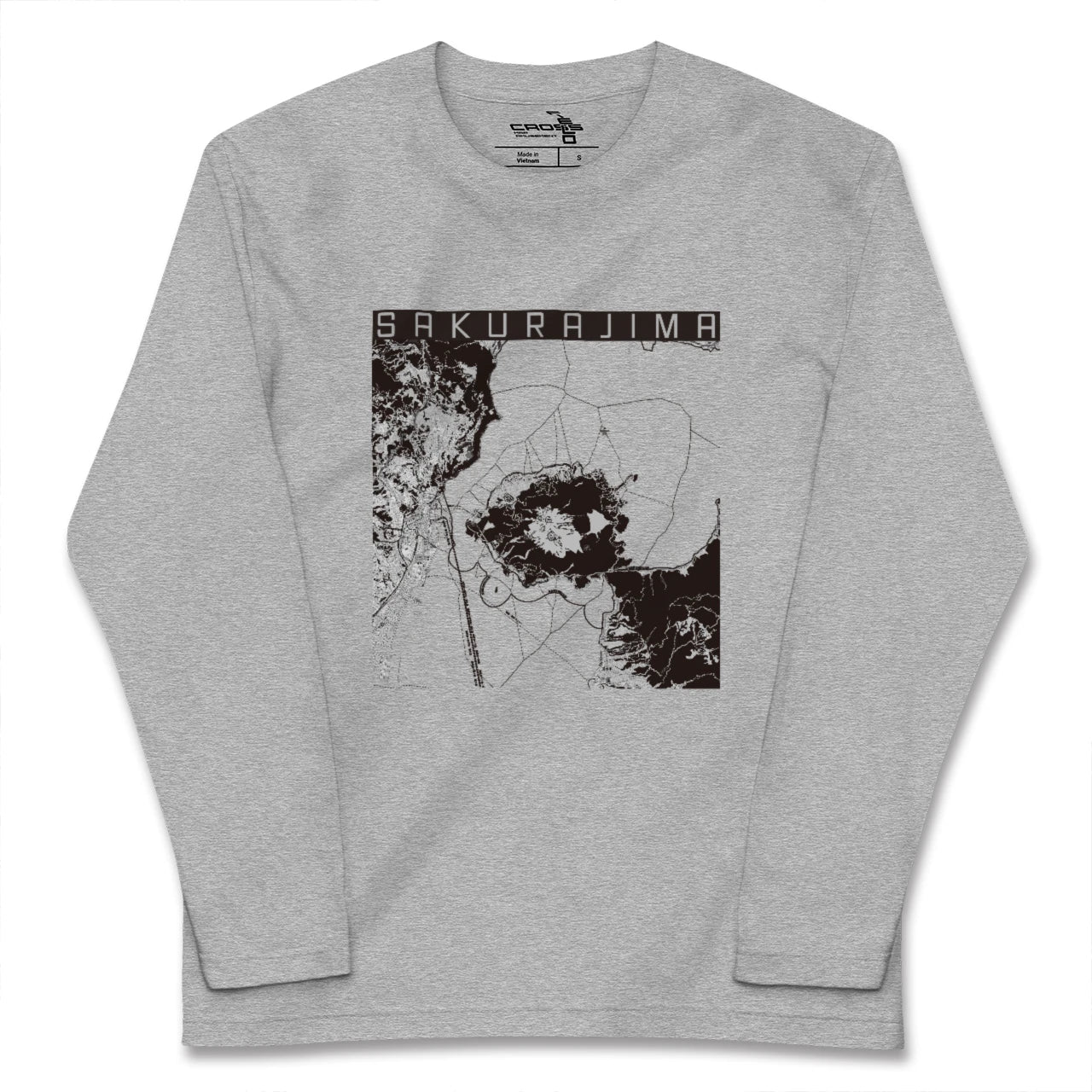 【桜島(鹿児島県)】地図柄ロングスリーブTシャツ