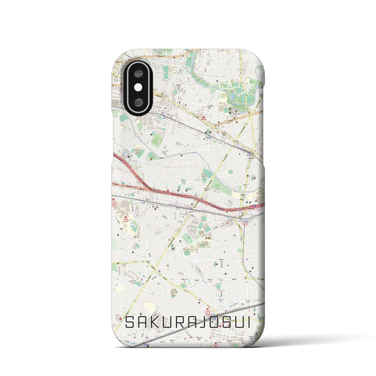 【桜上水(東京都)】地図柄iPhoneケース(バックカバータイプ)
