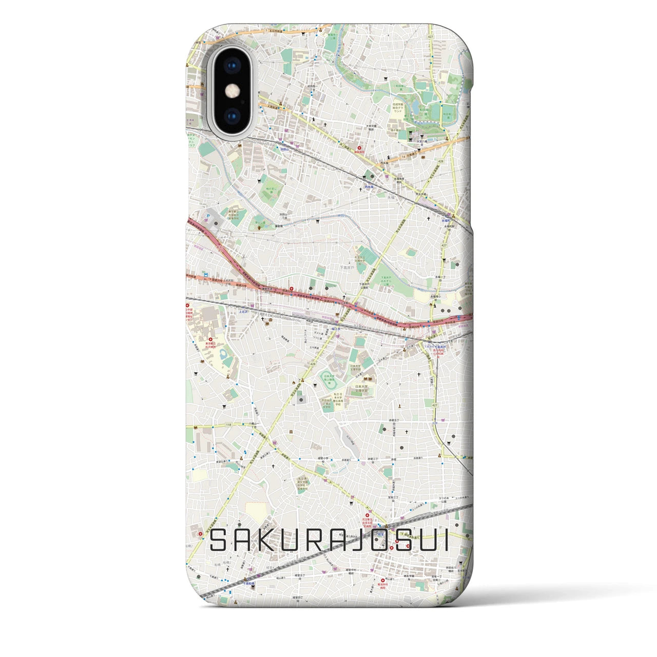 【桜上水(東京都)】地図柄iPhoneケース(バックカバータイプ)