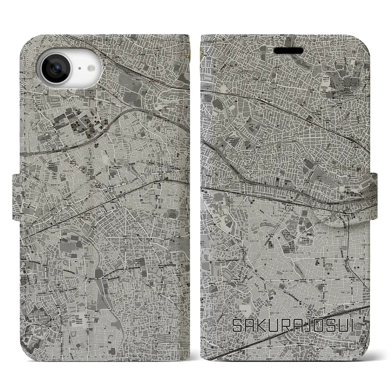 【桜上水(東京都)】地図柄iPhoneケース(手帳タイプ)