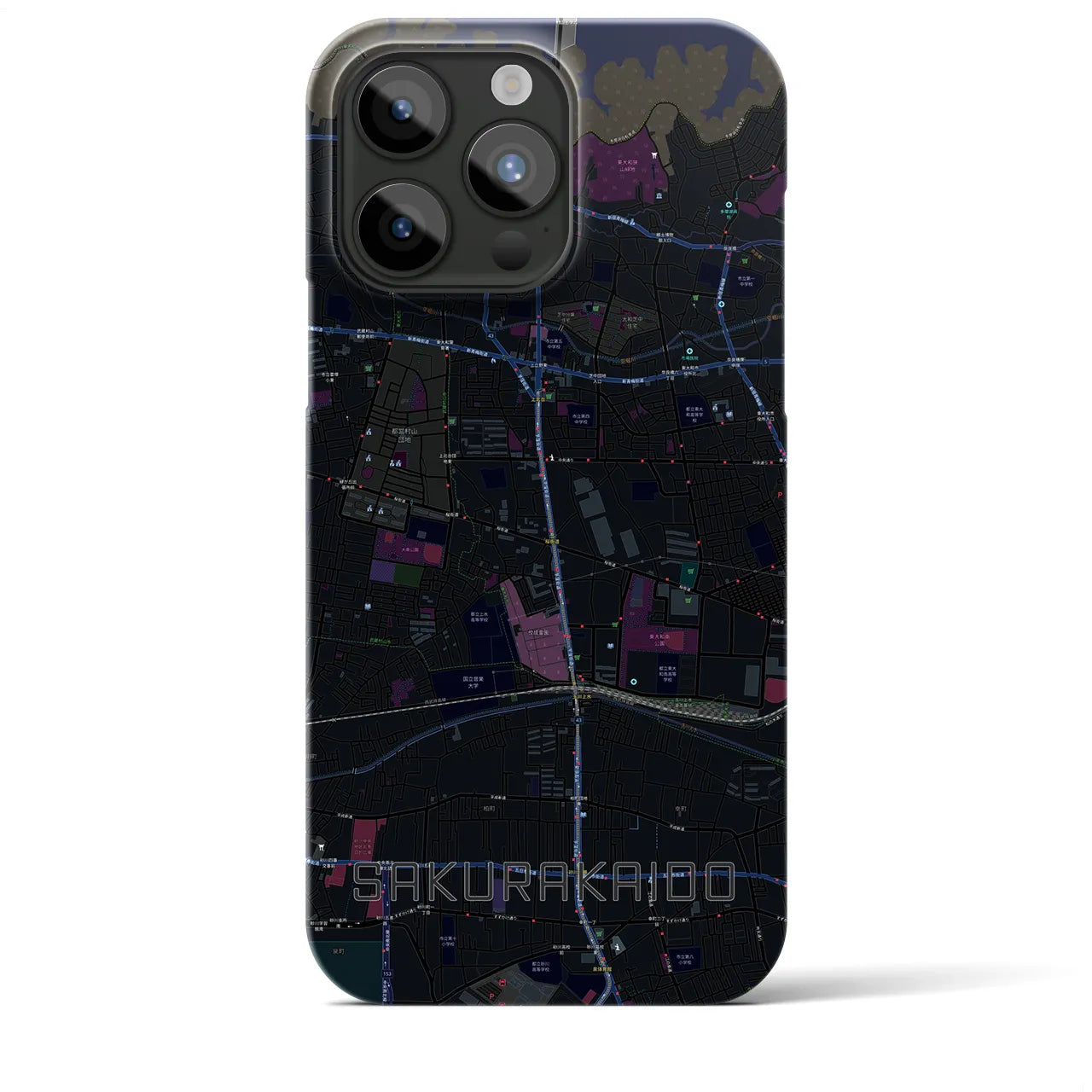 【桜街道(東京都)】地図柄iPhoneケース(バックカバータイプ)