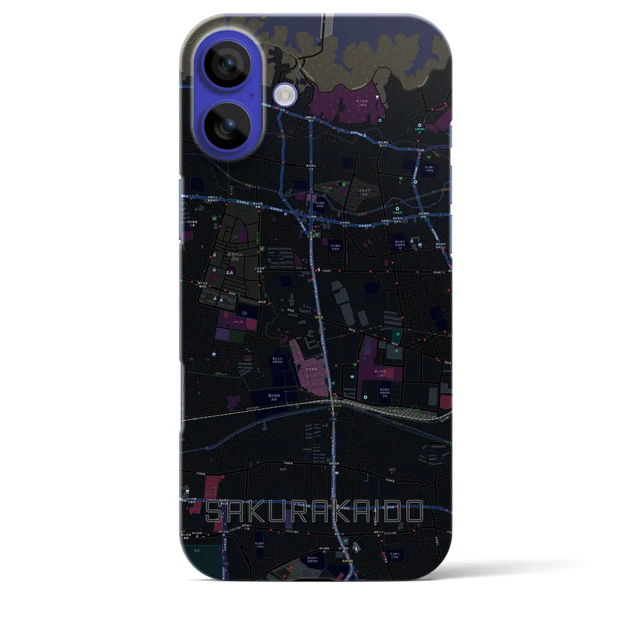 【桜街道(東京都)】地図柄iPhoneケース(バックカバータイプ)