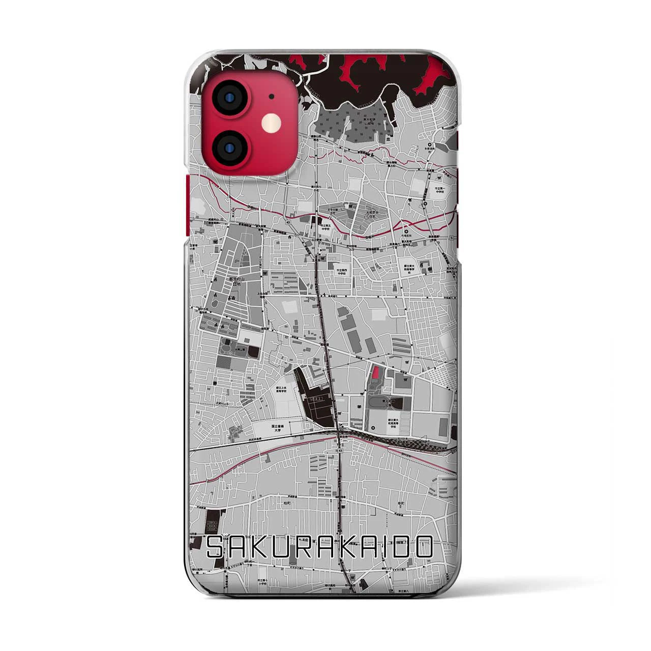 【桜街道(東京都)】地図柄iPhoneケース(クリアタイプ)