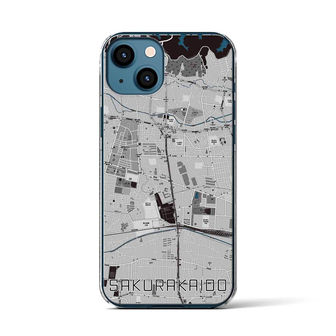 【桜街道(東京都)】地図柄iPhoneケース(クリアタイプ)