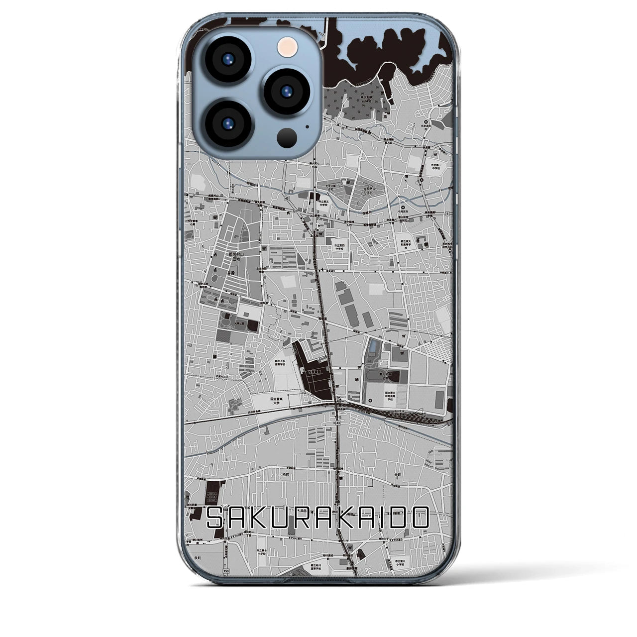 【桜街道(東京都)】地図柄iPhoneケース(クリアタイプ)