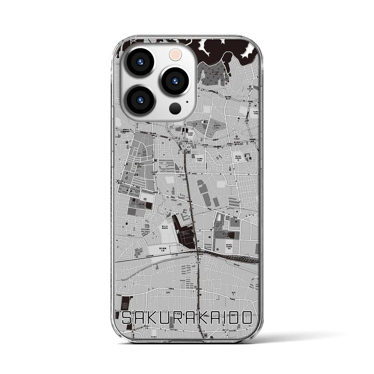 【桜街道(東京都)】地図柄iPhoneケース(クリアタイプ)