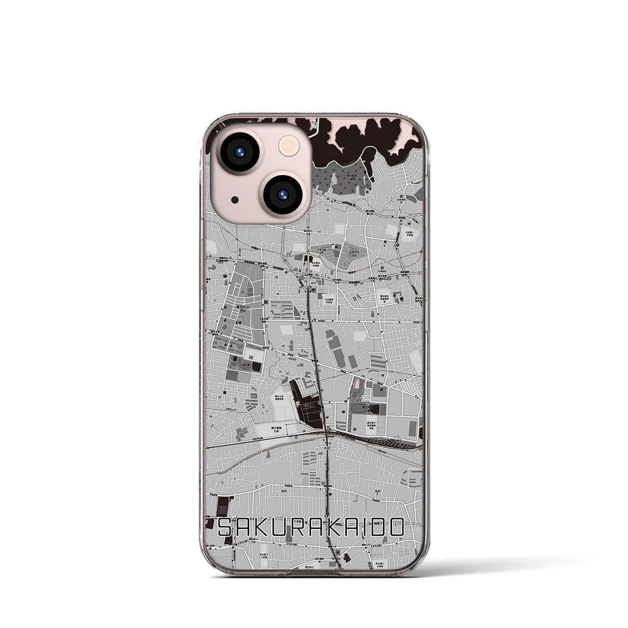 【桜街道(東京都)】地図柄iPhoneケース(クリアタイプ)