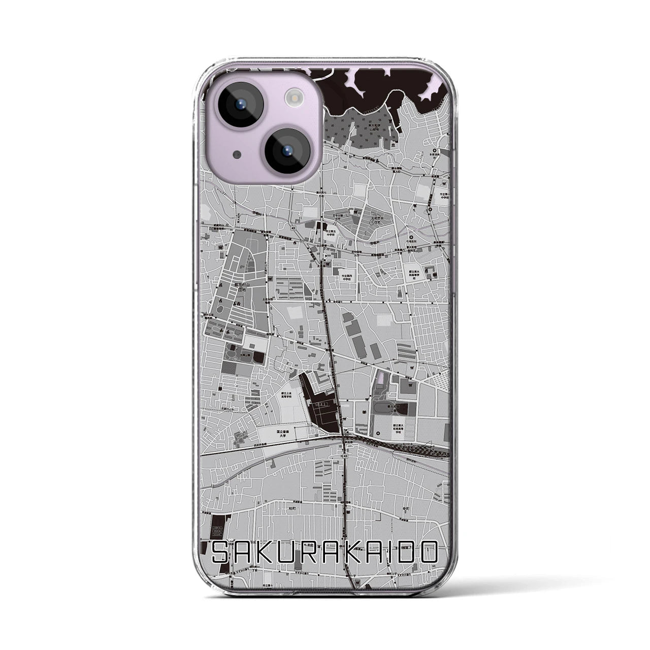 【桜街道(東京都)】地図柄iPhoneケース(クリアタイプ)