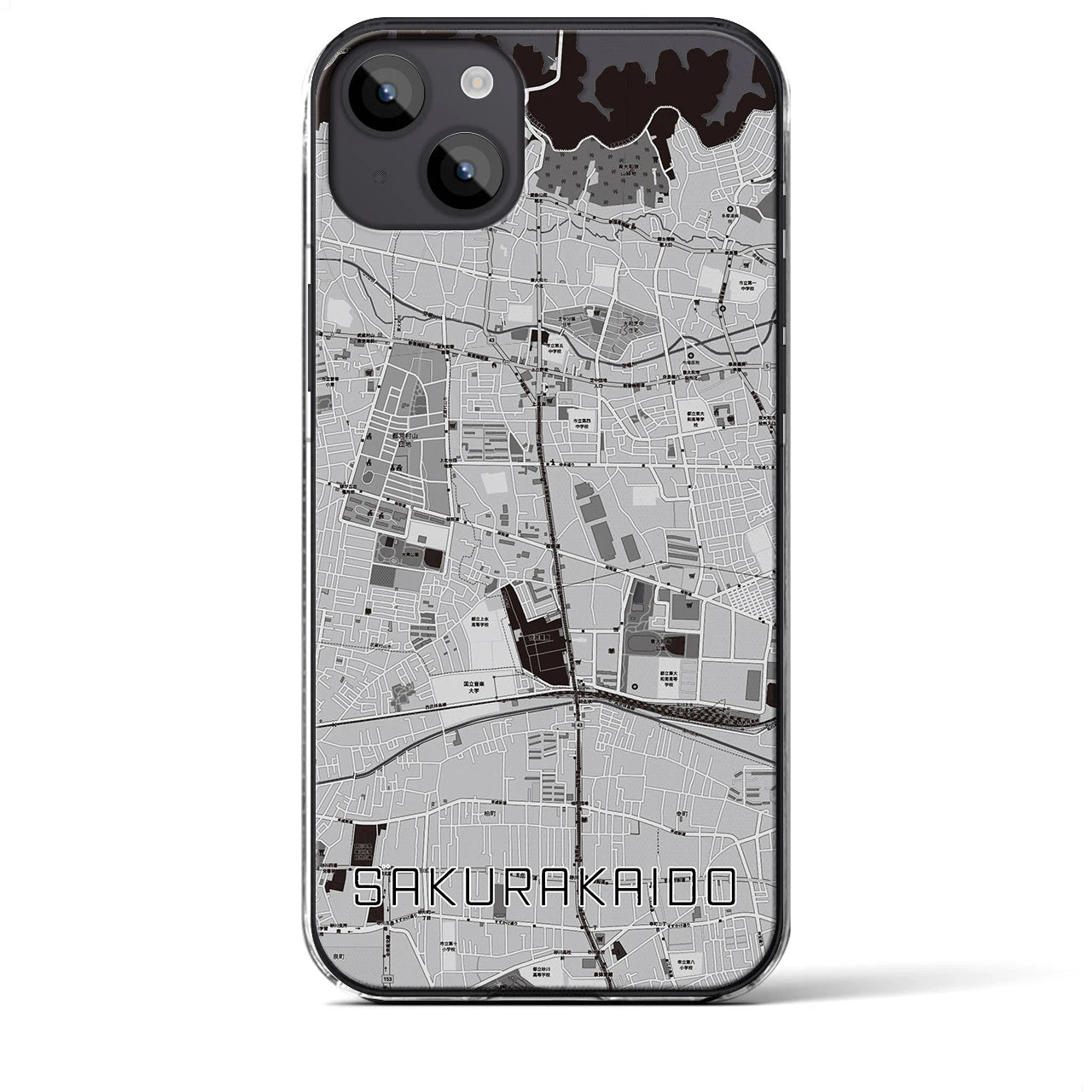 【桜街道(東京都)】地図柄iPhoneケース(クリアタイプ)