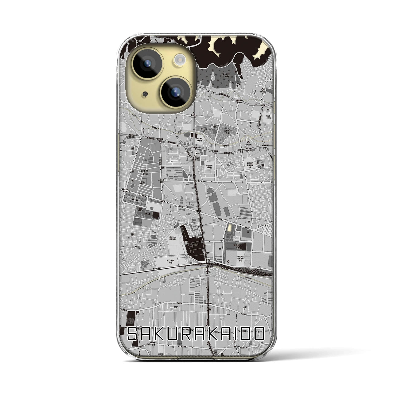 【桜街道(東京都)】地図柄iPhoneケース(クリアタイプ)