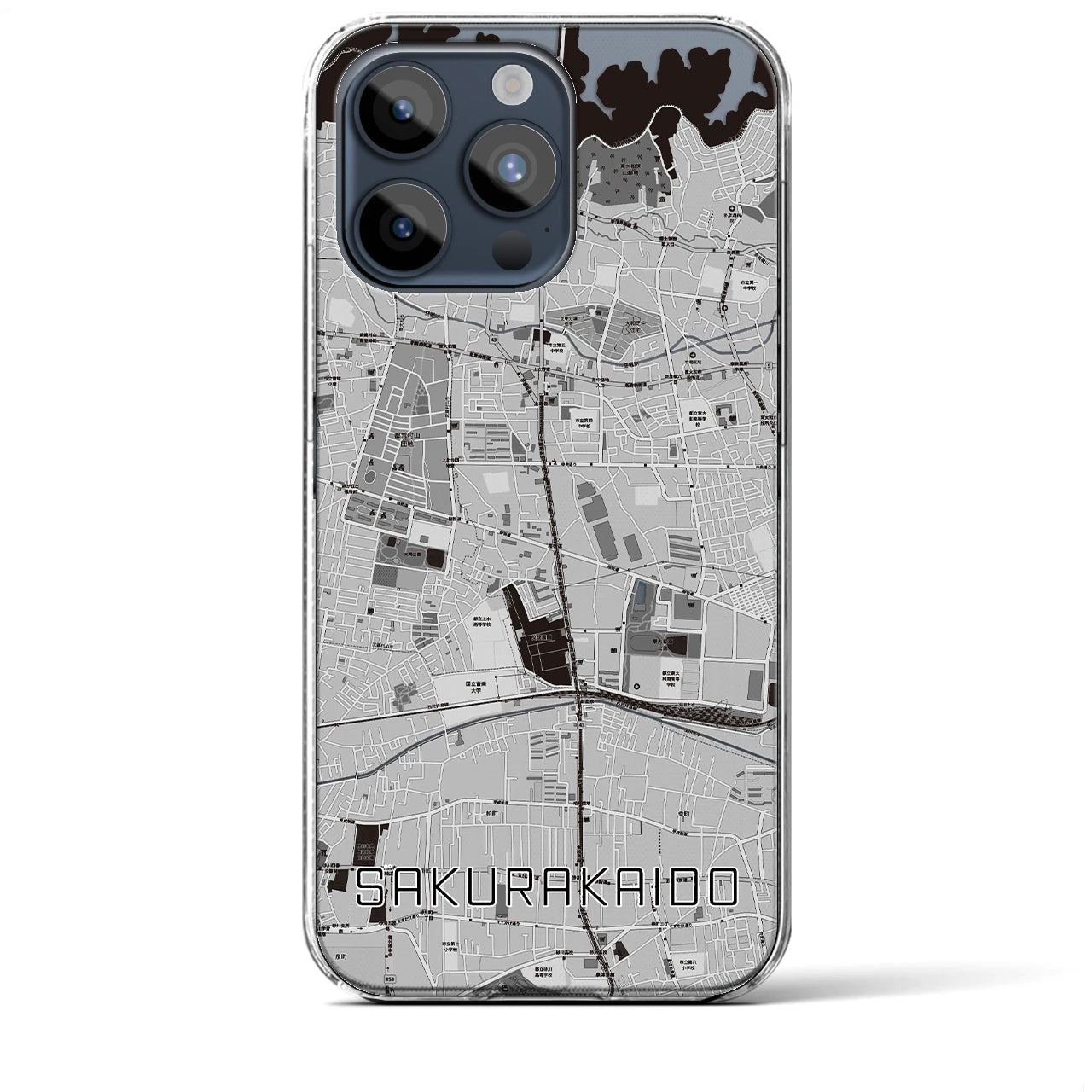 【桜街道(東京都)】地図柄iPhoneケース(クリアタイプ)