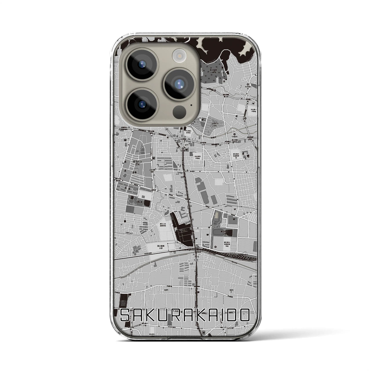 【桜街道(東京都)】地図柄iPhoneケース(クリアタイプ)