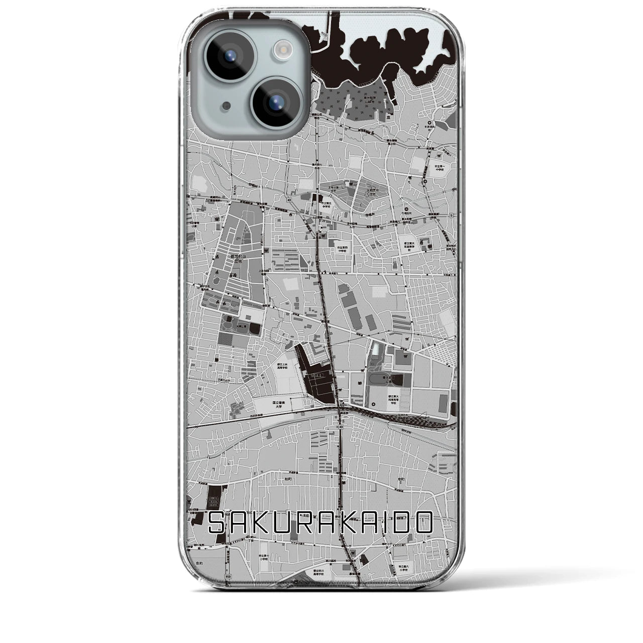 【桜街道(東京都)】地図柄iPhoneケース(クリアタイプ)