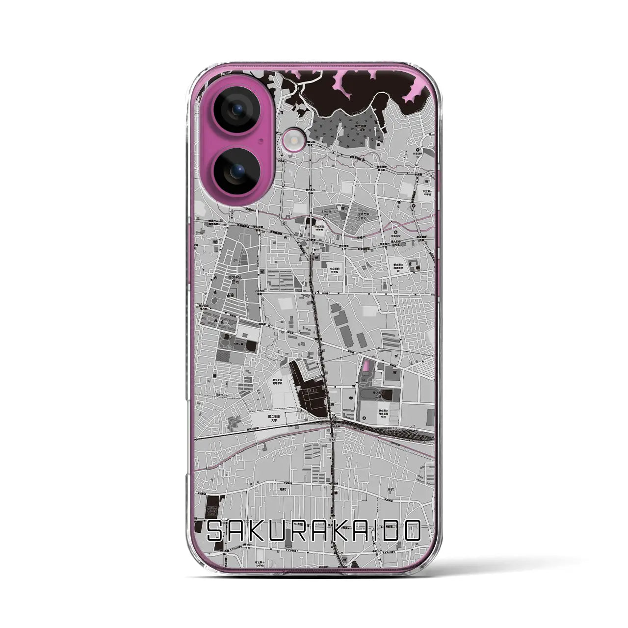 【桜街道(東京都)】地図柄iPhoneケース(クリアタイプ)