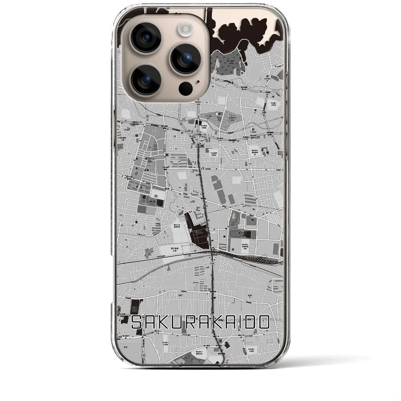 【桜街道(東京都)】地図柄iPhoneケース(クリアタイプ)