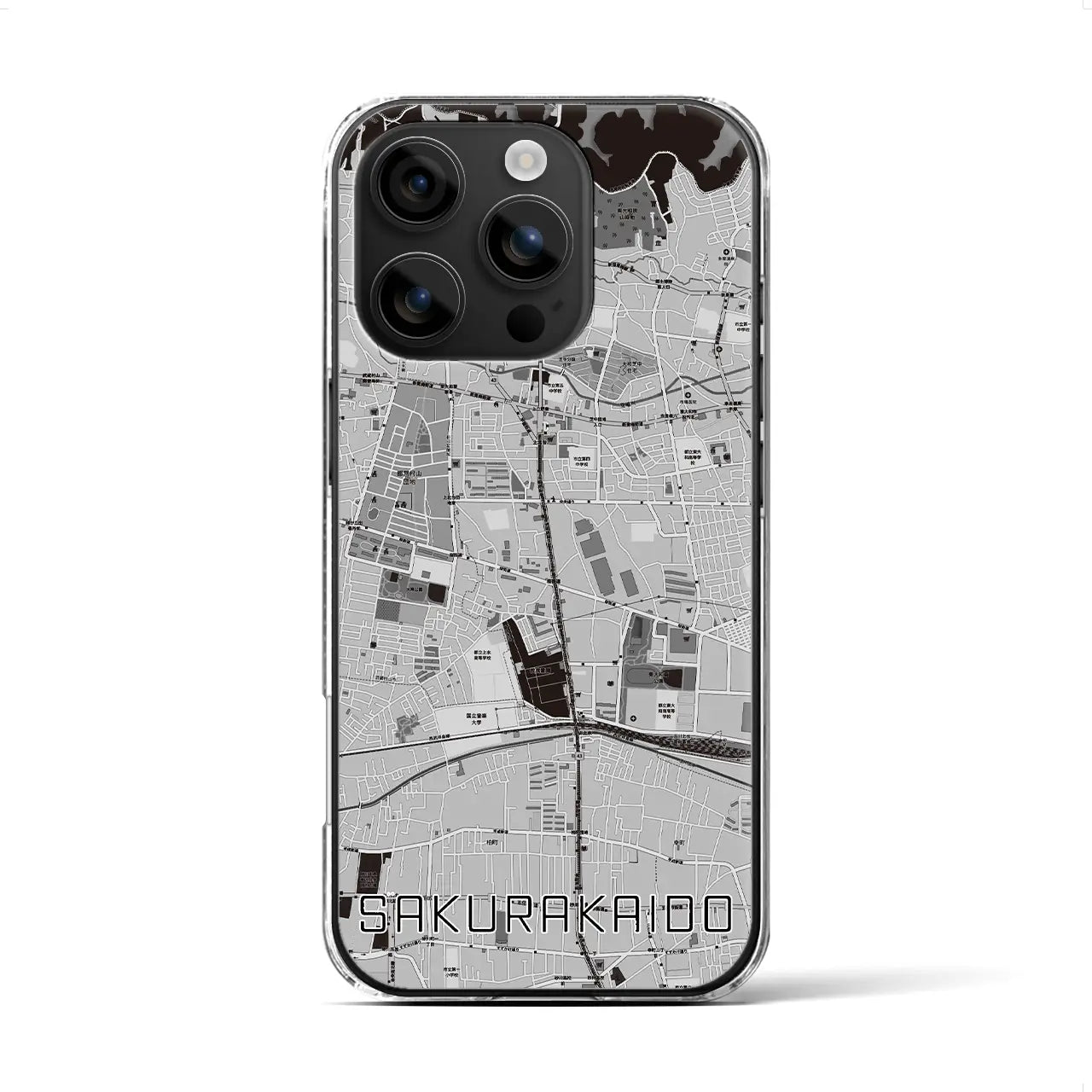 【桜街道(東京都)】地図柄iPhoneケース(クリアタイプ)