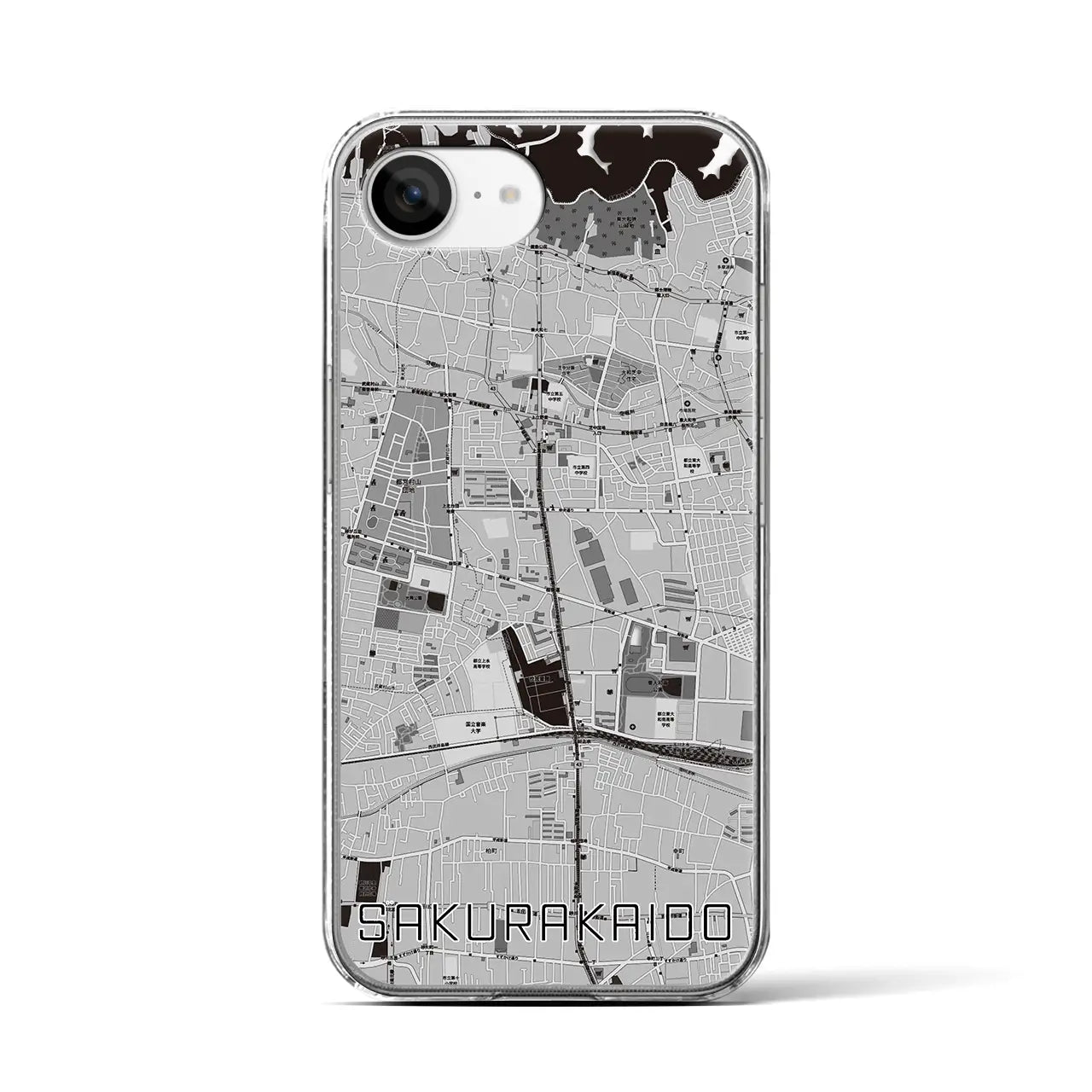 【桜街道(東京都)】地図柄iPhoneケース(クリアタイプ)