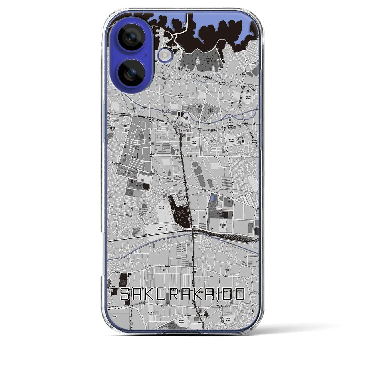 【桜街道(東京都)】地図柄iPhoneケース(クリアタイプ)