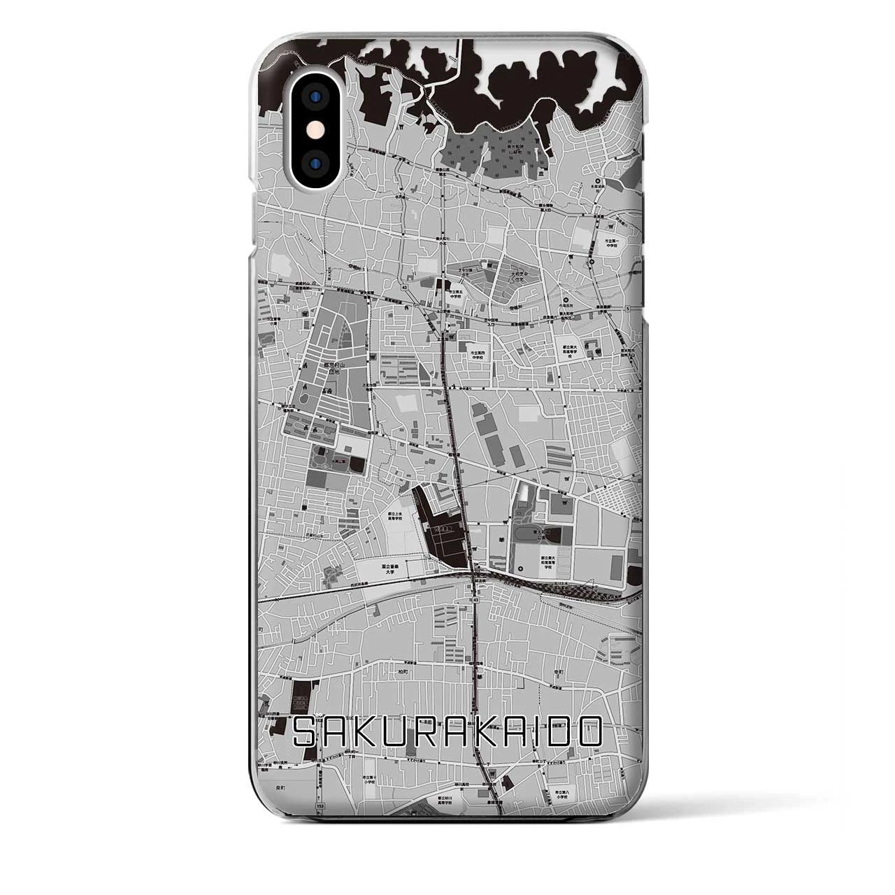 【桜街道(東京都)】地図柄iPhoneケース(クリアタイプ)