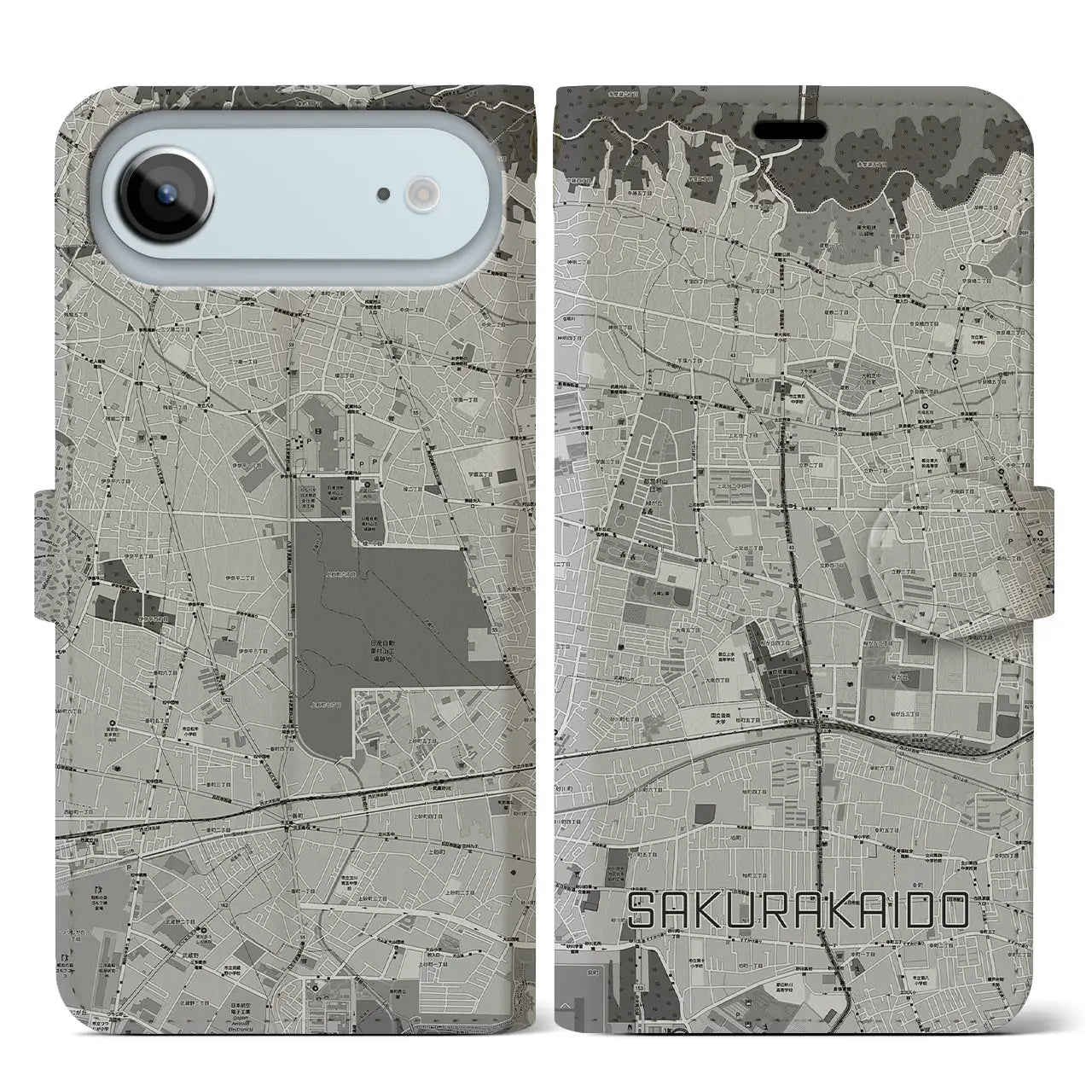 【桜街道(東京都)】地図柄iPhoneケース(手帳タイプ)