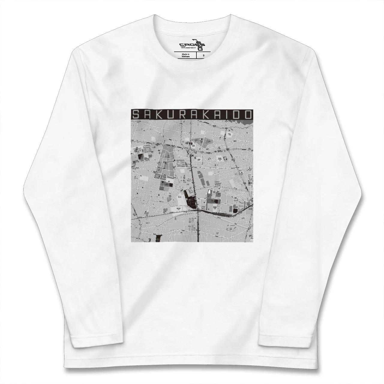 【桜街道(東京都)】地図柄ロングスリーブTシャツ