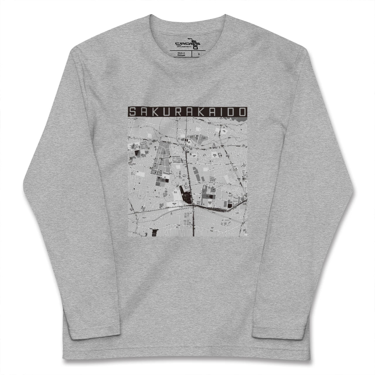 【桜街道(東京都)】地図柄ロングスリーブTシャツ