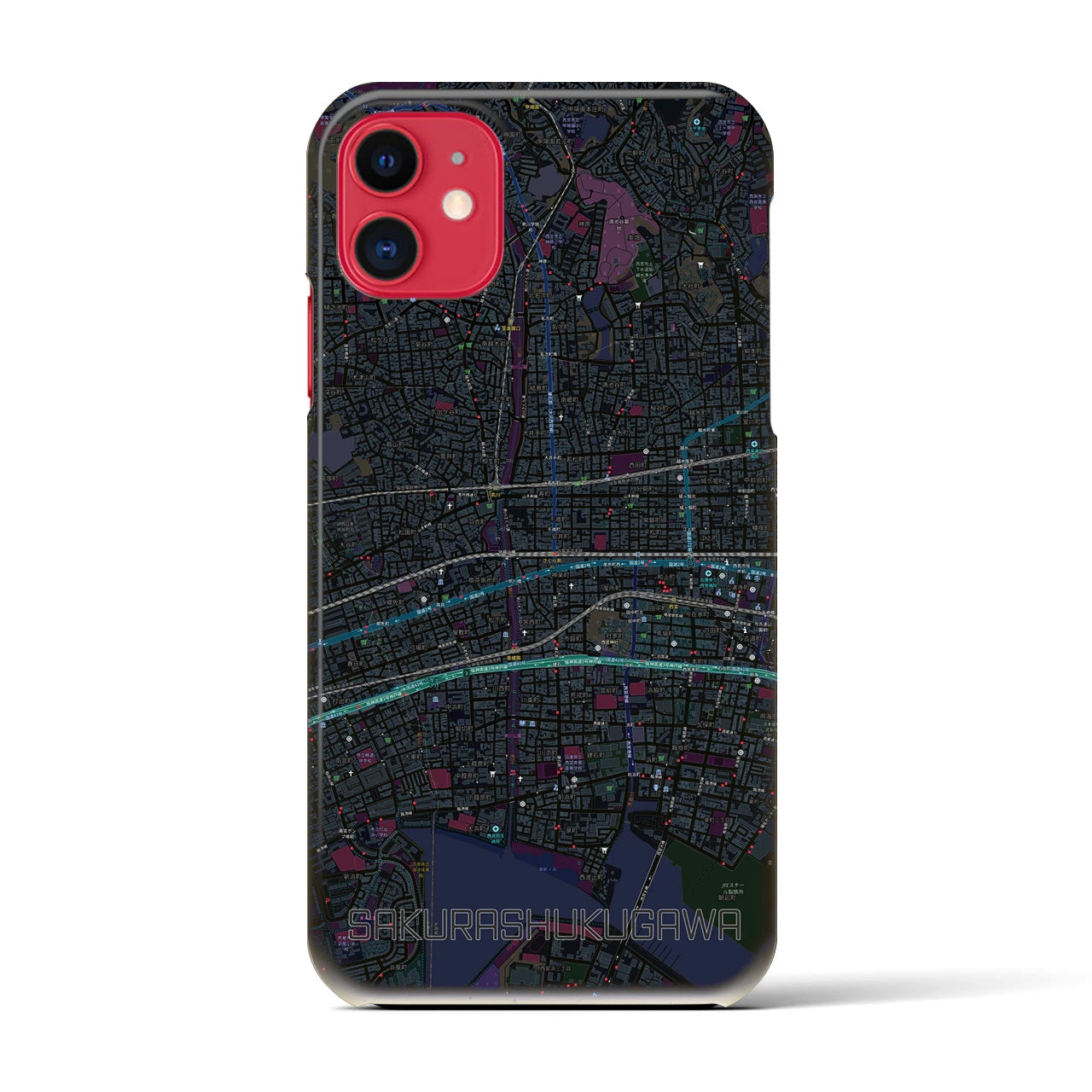 【さくら夙川(兵庫県)】地図柄iPhoneケース(バックカバータイプ)