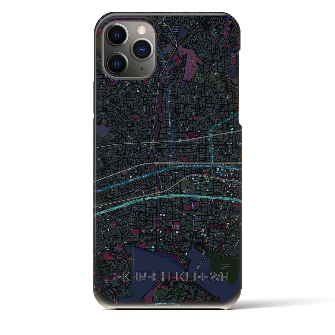 【さくら夙川(兵庫県)】地図柄iPhoneケース(バックカバータイプ)