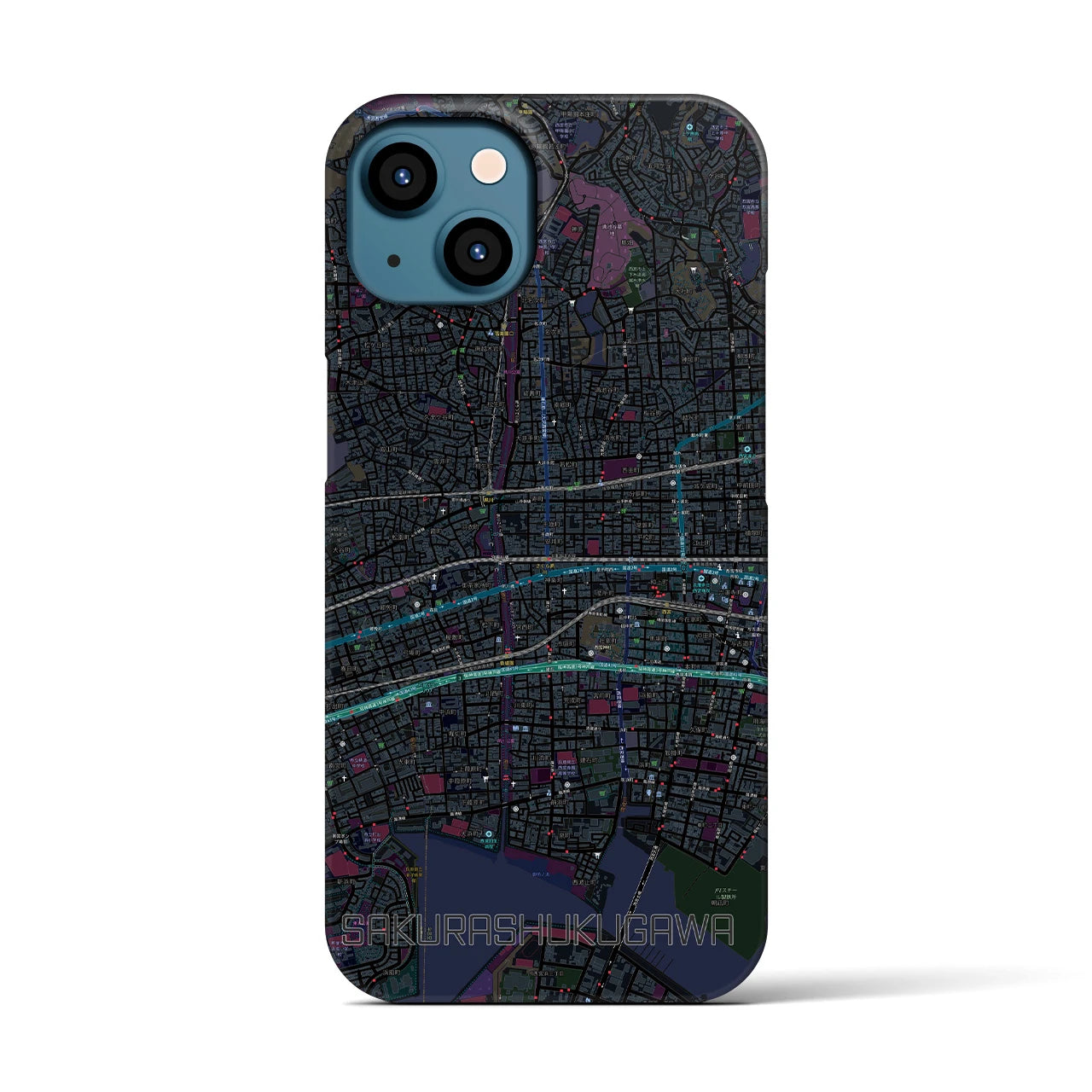 【さくら夙川(兵庫県)】地図柄iPhoneケース(バックカバータイプ)