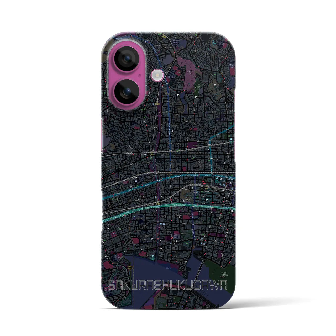 【さくら夙川(兵庫県)】地図柄iPhoneケース(バックカバータイプ)