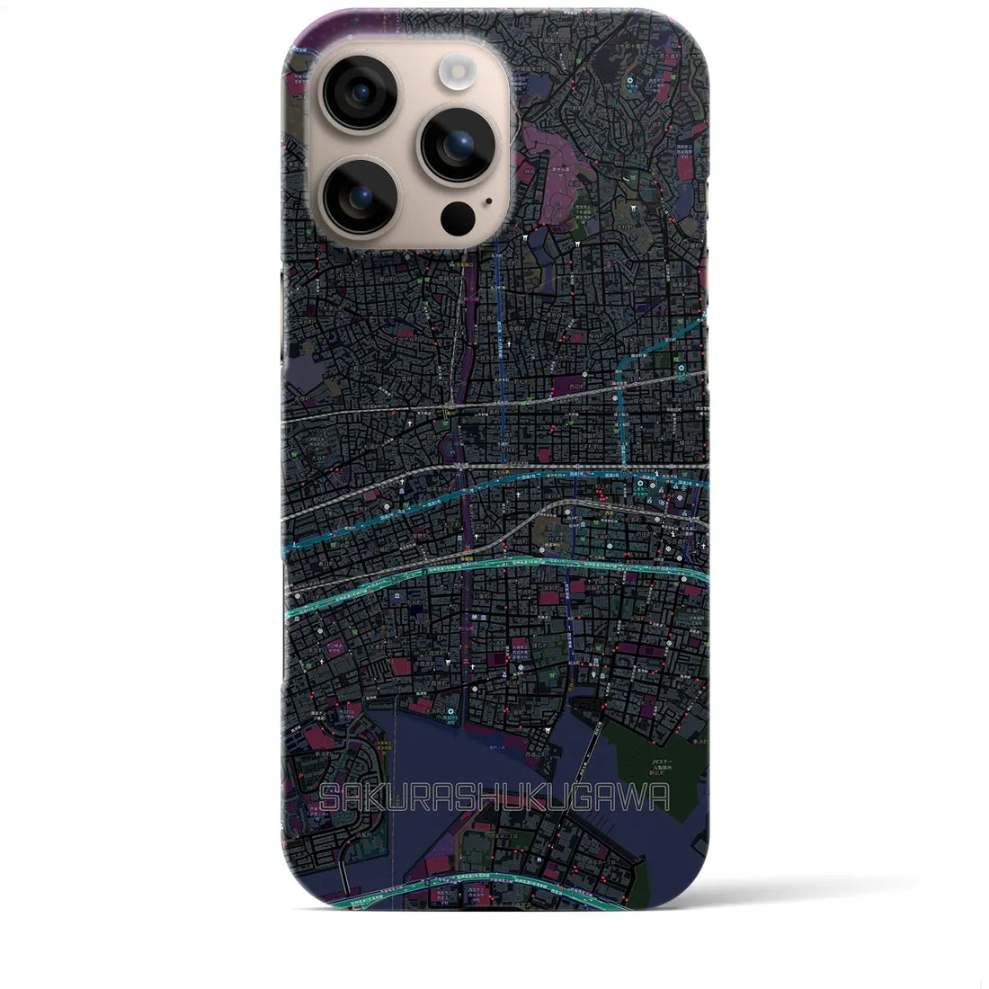 【さくら夙川(兵庫県)】地図柄iPhoneケース(バックカバータイプ)