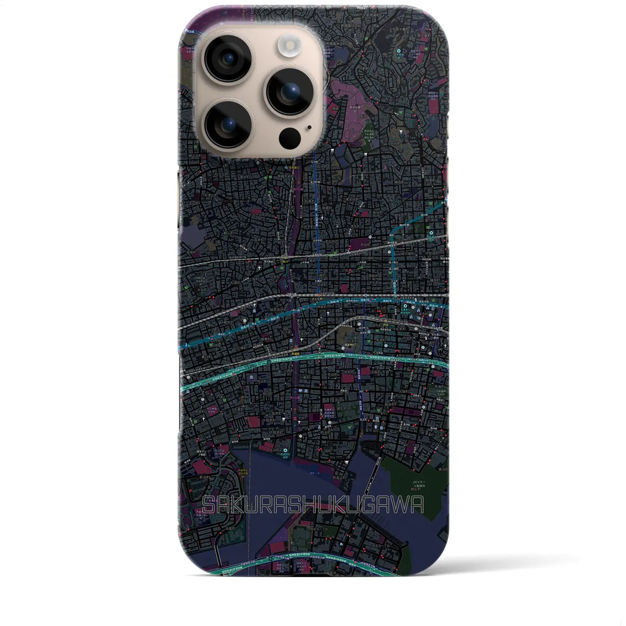 【さくら夙川(兵庫県)】地図柄iPhoneケース(バックカバータイプ)